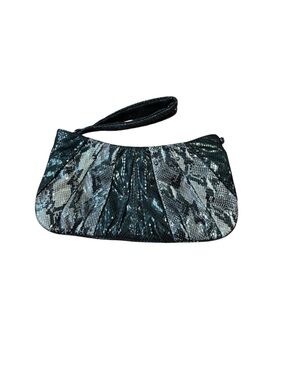 Nine West studded snakeskin print clutch with wrist strap